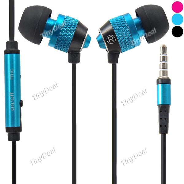 3.5mm In-ear Stereo Earphones Earpieces Headsets with Microphone for iPod iPhone MP3 MP4 CHS-110717