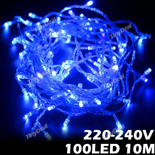 Colorful 5 Modes 220-240V 10m 100-LED String Lamp Light Decoration Light for Garden Party Wedding Xmas - Blue Light HLB-11966