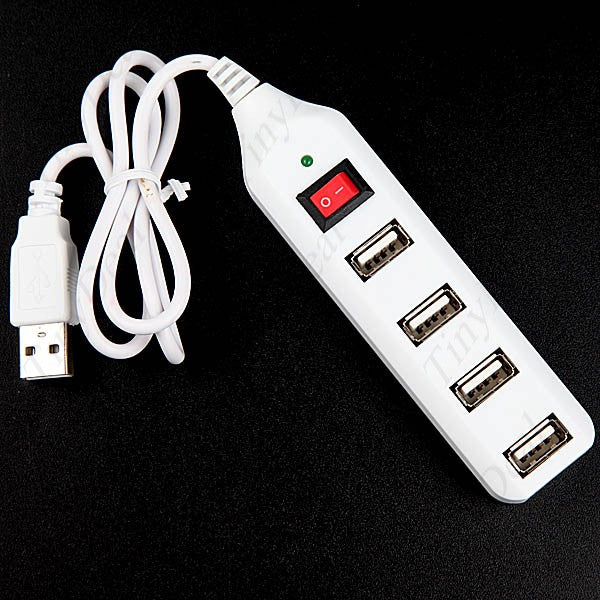 Socket Style USB 2.0 High Speed Mini 4-Port Hub Adapter w/ Switch f PC Laptop Notebook Computer-Color Assorted CHB-13031