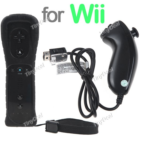 Remote & Nunchuk Controller + Free Jacket & Strap for Nintendo Wii Game Console GWIICT06
