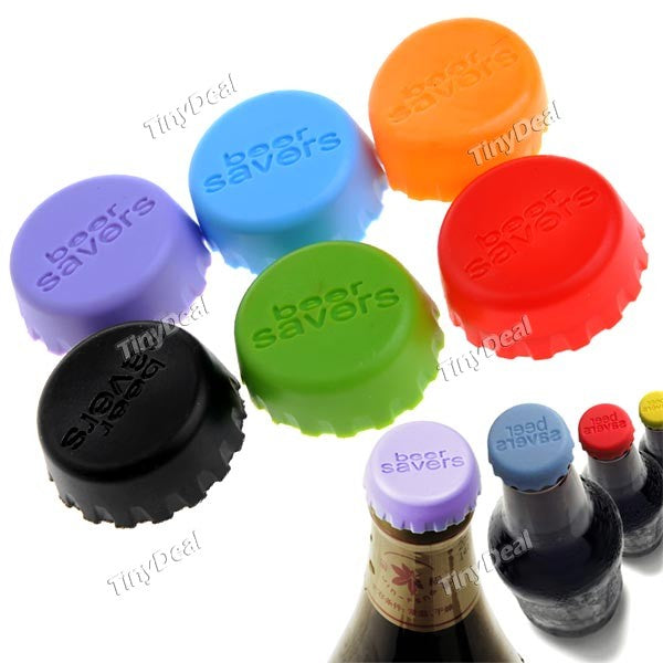 1/2/4 Set of 6pcs Creative Silicone Beer Cover Beer Fresh-keeping Bottle Cap - Assorted Color