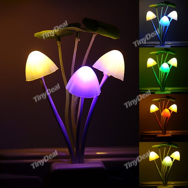 Mushroom Style 1/5W Light Sensor LED Night Lamp AC 220V - Color Assorted HLI-149180