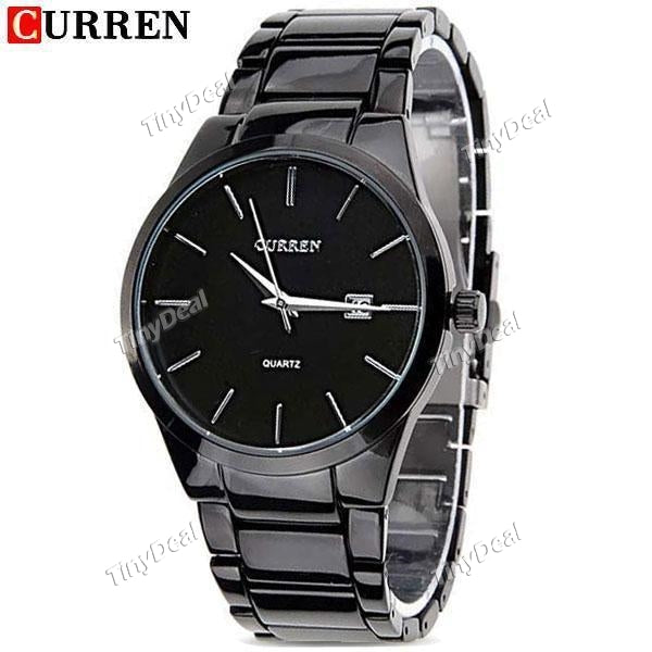 CURREN Round Stainless Steel Quartz Watch Analog Wrist Watch Wristwatch Timepiece with Date for Men Gentleman WMN-151800