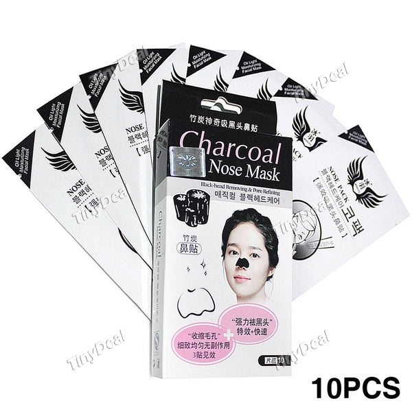 10pcs Practical Bamboo Charcoal Blackhead-removing Nose Mask Paster Beautifying Sticker for Lady Women