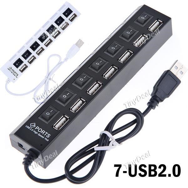 USB 2.0 7-Port Hub Adapter for Desktop Laptop PC Notebook Computer