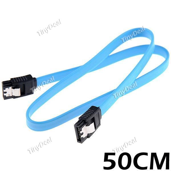 50cm SATA 3.0 Cable 7-pin Male to 7-pin Male Data Cable Straight Connectors Head with Locking Clips - Blue CCB-161602