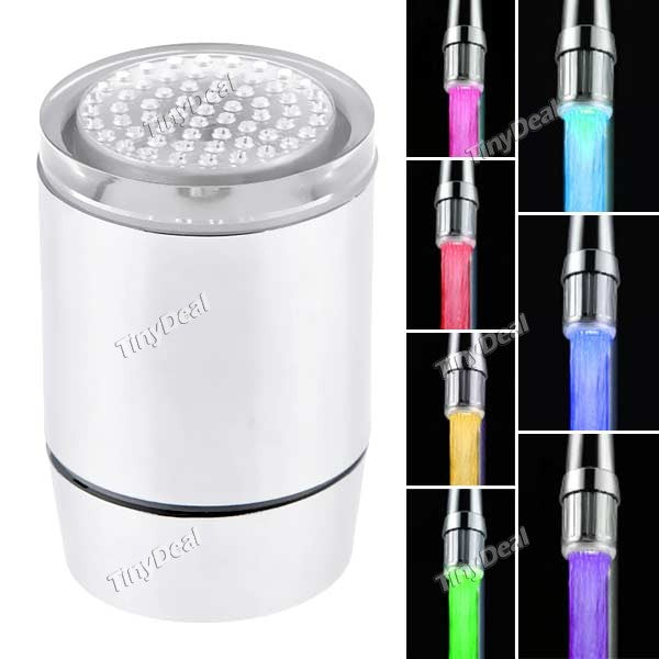 7-Color Changing LED Faucet Light Water Tap Automatic Water Stream Spout Sink Sprayer Nozzle HLI-164715
