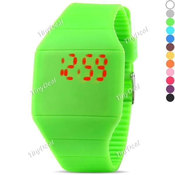 Touch Screen Unisex LED Digital Watch Wristwatch Timepiece with Gum Strap WUS-166536