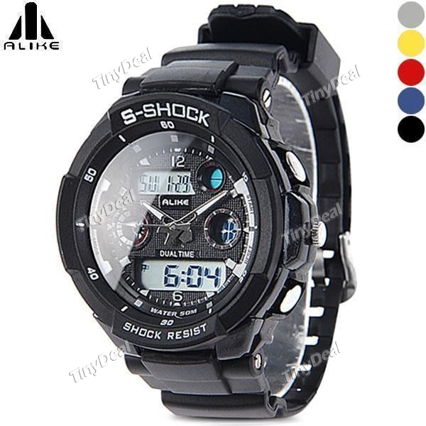 ALIKE Fashion 50M Waterproof Silicone Digital Watch Quartz Analog Watch Wristwatch Timepiece for Men Male Boy