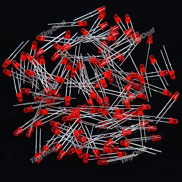 100Pcs 3mm Round Super Bright Red LED Lamp LED Light ECT-209353