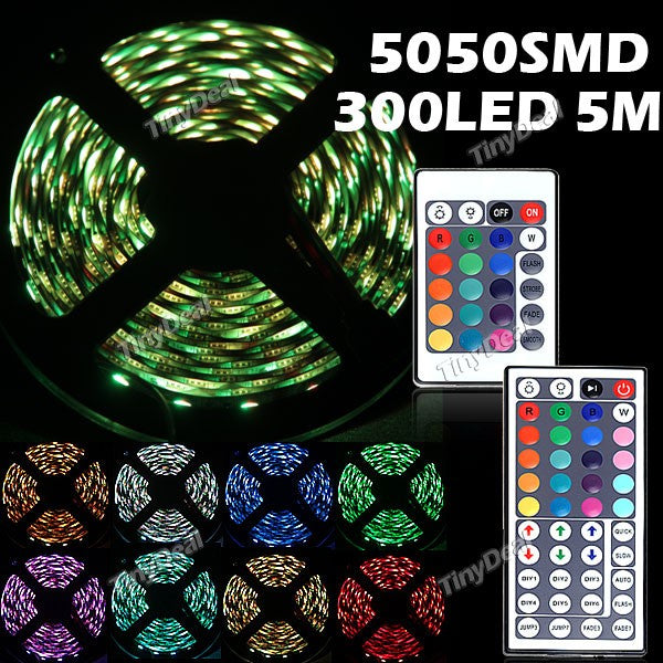 300-LED 5M 5050 SMD 72W Flexible RGB LED Light Strip for Indoor Home Decoration - Colorful Light HLD-232068