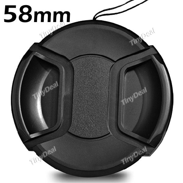 58mm Universal Digital Camera Lens Cover Lens Cap with Anti-lost Cord - Black VLE-234474