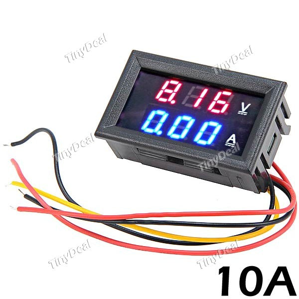 YB27VA DC LED Digital Voltmeter Ammeter 2-in-1 0-100V 10A Double Colors LED Car Voltmeter Ammeter ECT-237904