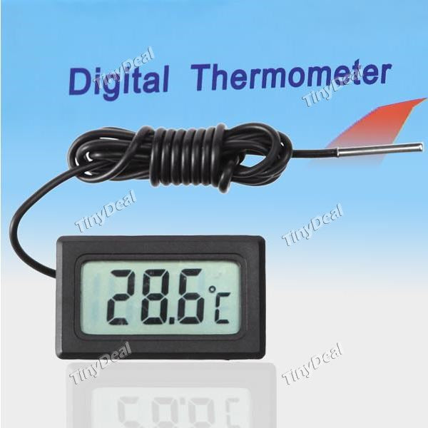 1.4" LCD Screen Moisture-Resistant Strong Anti-Interference Digital Embedde Thermometer Indicator - Black HUI-26047