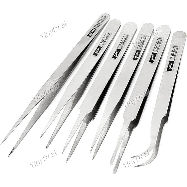 Gooi Silver Handle Stainless Steel Tweezers Nippers Selected Tool Suit EPATH-266698