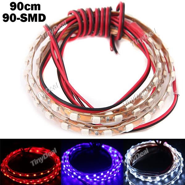 DC 12V 90cm 90-SMD 1210 LED Flexible Waterproof Car Strip Light