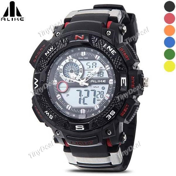 (ALIKE) 50M Waterproof Analog-digital Quartz Wristwatch Timepiece with Rubber Band for Men WWT-279594