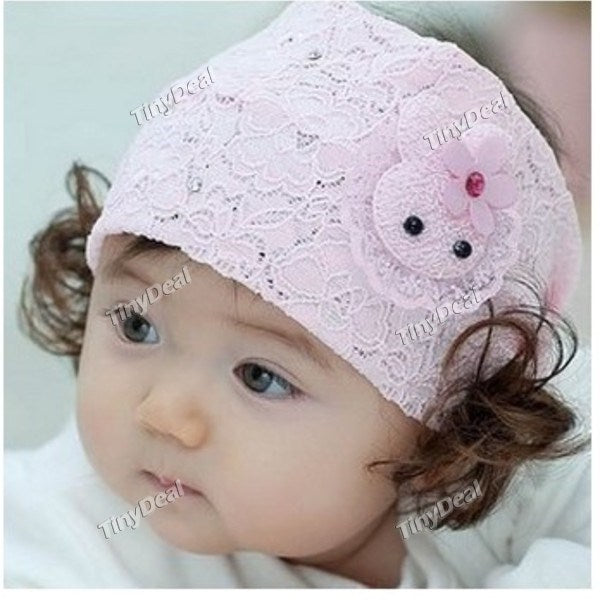 Lace Hats Band with Wig for Babies Girl's DCD-286697