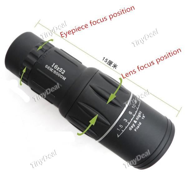16X52 Dual Focus Antireflection Non-infrared Night Vision HD Monocular Telescope with Lanyard STS-291003