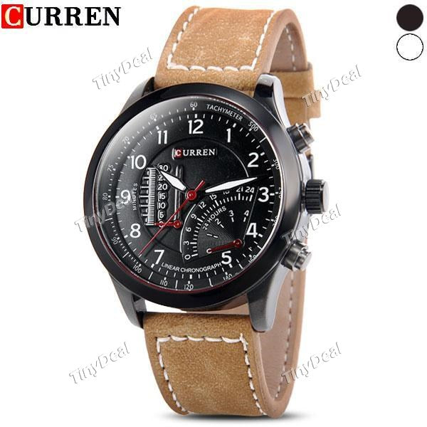 (CURREN)Stylish Quartz Watch Wrist Watch Timepiece w Small Dials Decor f Men WWT-293123