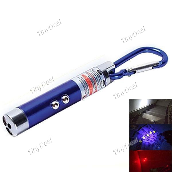 1/6 Multifunctional 3 in 1 Mini Laser Light Pointer LED Torch Flashlight Keychain