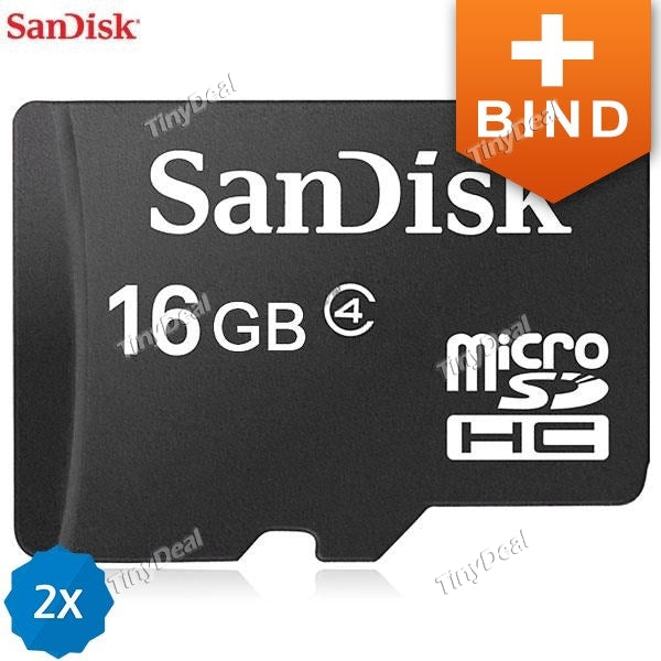 2Pcs SANDISK Original 16GB Class 4 Micro SD TF Memory Card for Smartphone Speaker Tablet MP3