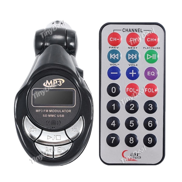 Car MP3 Player Wireless FM Transmitter with USB Jack SD/MMC Slot