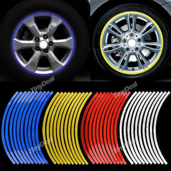 16+2pcs 15" High Quality Reflective Car Motorcycle Rim Stripe Wheel Decal Tape Sticker