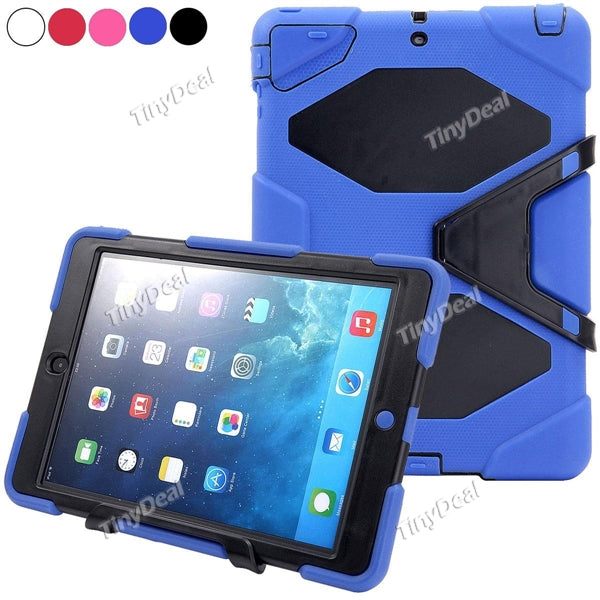 Protective Shockproof Silicone + Plastic Combination Case Back Cover with Holder for Apple iPad Air EPAHC-327436