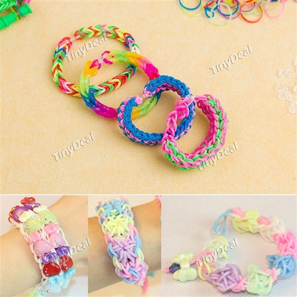 Funny Elastic Loom DIY Rubber Bracelet with Cartoon Pendants for Boy Girl DJA-332660