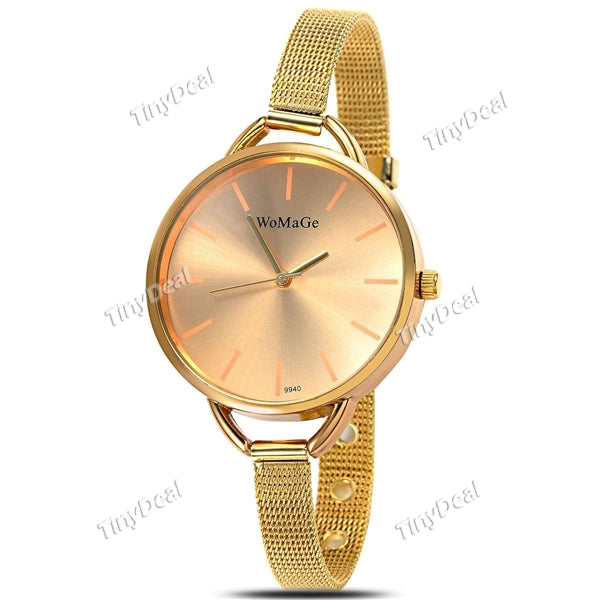 New Luxury Fashion Women Lady Wrist Bracelet Watch Quartz Gold Case And Gold Fine Wire Band WWT-332687
