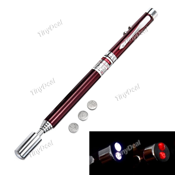 4 in 1 Retractable Laser Pointer Pen with LED Light - Assorted Color OSN-334197