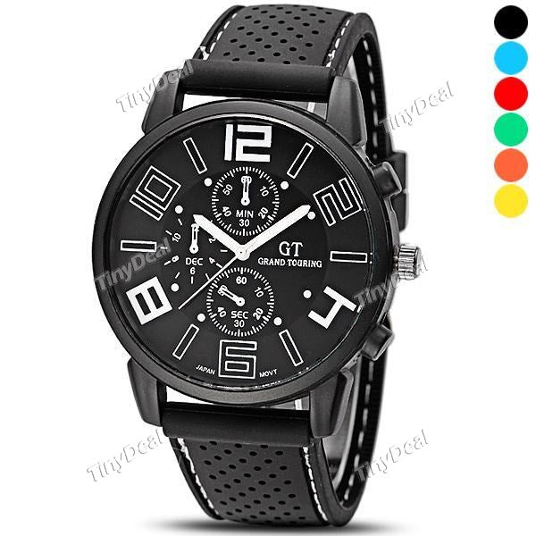 GT Fashion Hot New Big Case Fashion Business Men Boy Fashion Army Sport Silicone Rubber Quzrtz Wrist Watch WWT-345287