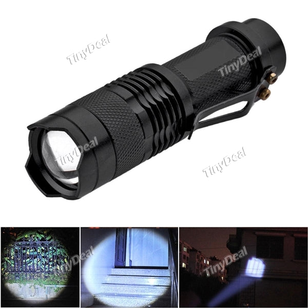 SK68 CREE Q5 3W 3-Mode Zoom LED Flashlight Torch White Light with Clip