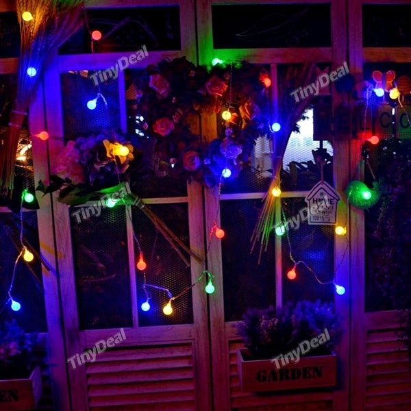 Bulb-shaped 6m 220V 40-LED Waterproof String Light RGB Combination Flash HLT-352149