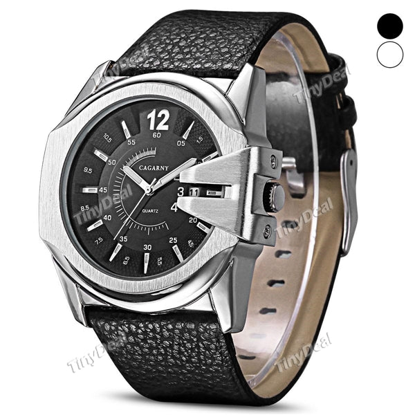 Fashion New Luxury Big Case Date Leather Band Strap Men Business Leisure Quartz Watch Wrist Watch WWT-353070