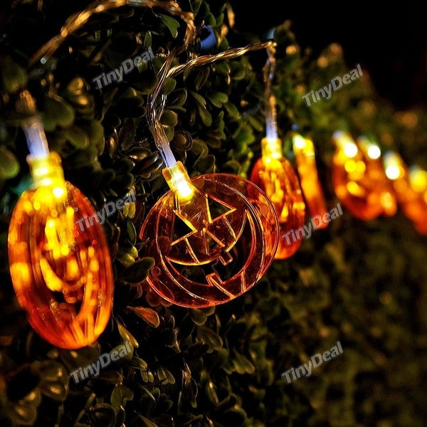 8 Mode Pumpkin Shape 110-220V 5m 20-LED Outdoor Indoor Waterproof String Light Decoration Lights - Warm White HLT-353868
