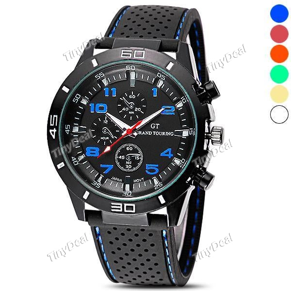 GT SG1233 Fashion Cool Sports Quartz Watch with Decorative Sub-dials Rubber Band for Men WWT-363460