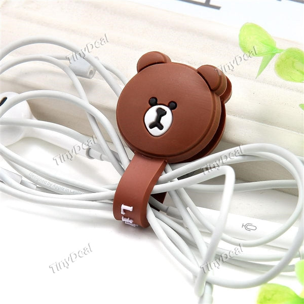 2Pcs Cartoon Bear Style Soft Earphones Cable Cord Wrap Manager Wire Organizer EPATH-370766