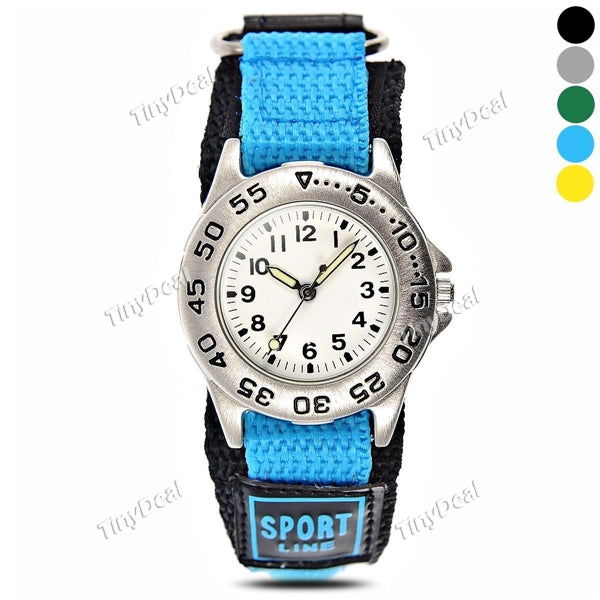 Casual Canvas Band Velcro Design Luminous Pointer Analog Quartz Kid Watch WWT-376875
