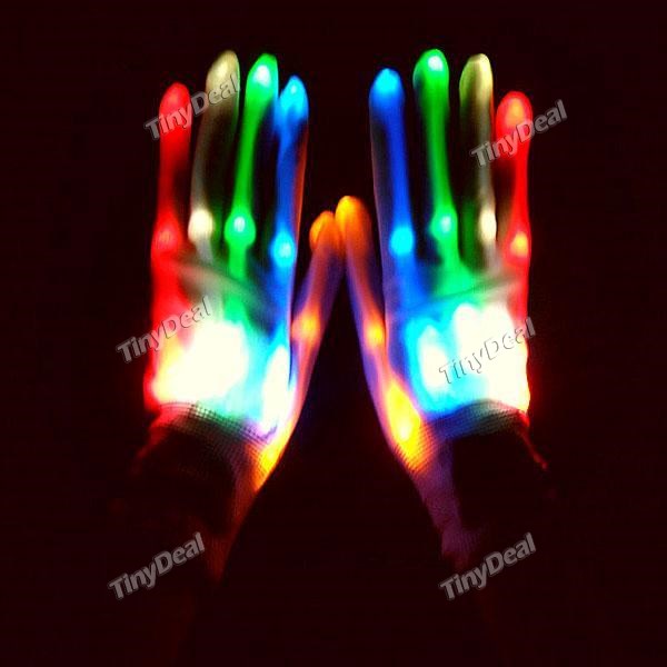Build-in Colorful LEDs White Gloves for Costume Ball Stage Properties TDS-380959