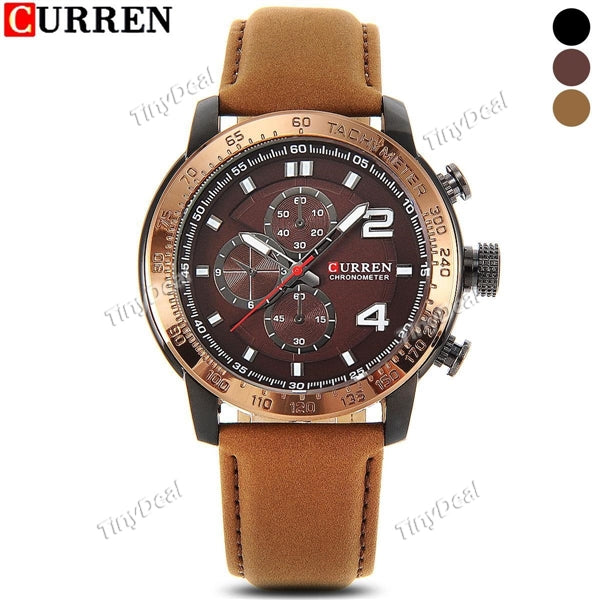 CURREN Brand Vintage Military Car Design Style Quartz Watch Wrist Watch Timepiece Leather Band for Men WWT-384117