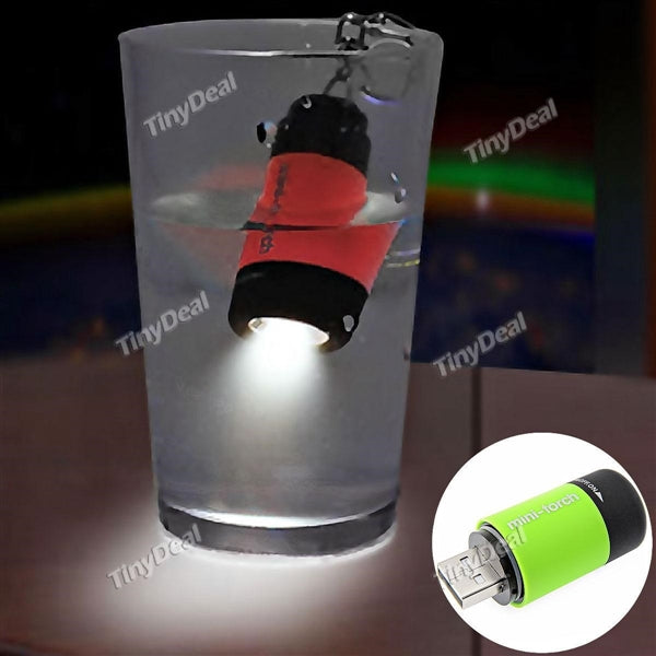 Mini USB Rechargeable LED Flashlight Waterproof Torch with Keychain STH-386687