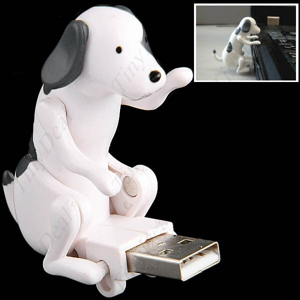 Funny Cute USB Humping Spot Dog Stress Relieving Gift Toy USB Gadget - White HDP-38669