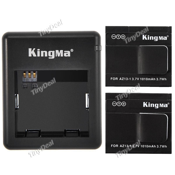 KingMa 2PCS 1010mAh 3.7V Lithium Battery with USB Charger for Xiaomi Yi Action Camera EVACG-387333