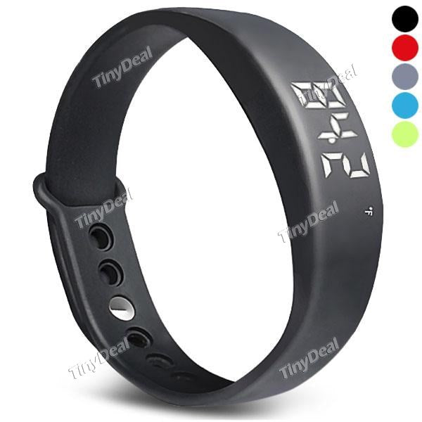 W5 LED 3D Pedometer Smart Band Bracelet Thermometer Silent Alarm Sport Tracker WWT-393269