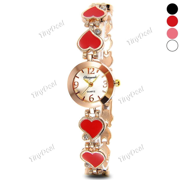 Fashion Rose Golden Heart Shaped Band Bracelet Women Quartz Watch Wrist Watch Timepiece for Lady WWT-396975