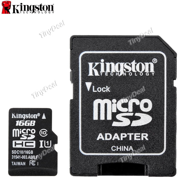 KINGSTON TF Card 16GB Class 10 R:25M W:15M SDHC Memory Card with SD Adapter EFM-400786