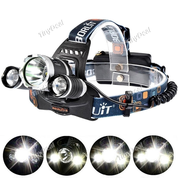 BORUIT RJ-3000 4 Modes 3x Cree XM-L T6 4000 Lumens Rechargeable Rotatable Headlamp Headlight