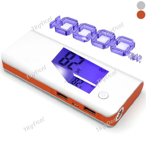 PN-968 16000mAh Dual USB Output Power Bank with LED Flashlight for Smartphone Tablets